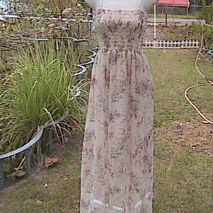 Floral Ivory Spaghetti Chiffon Summer Sun Casual M